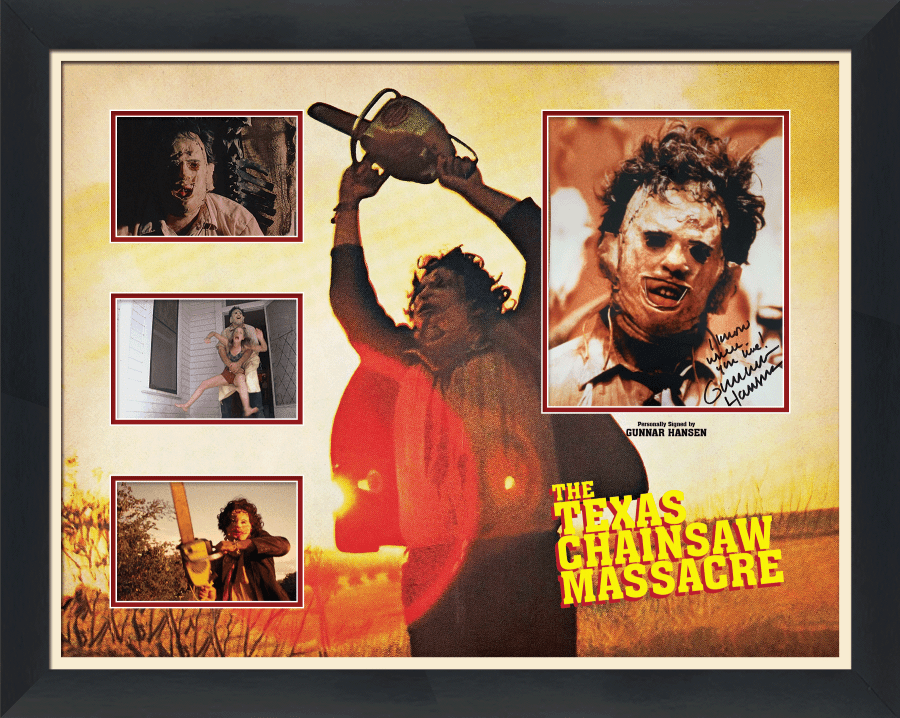 The Texas Chain Saw Massacre Framed Display Signed by Gunnar Hansen - Memorabilia Framers Shop